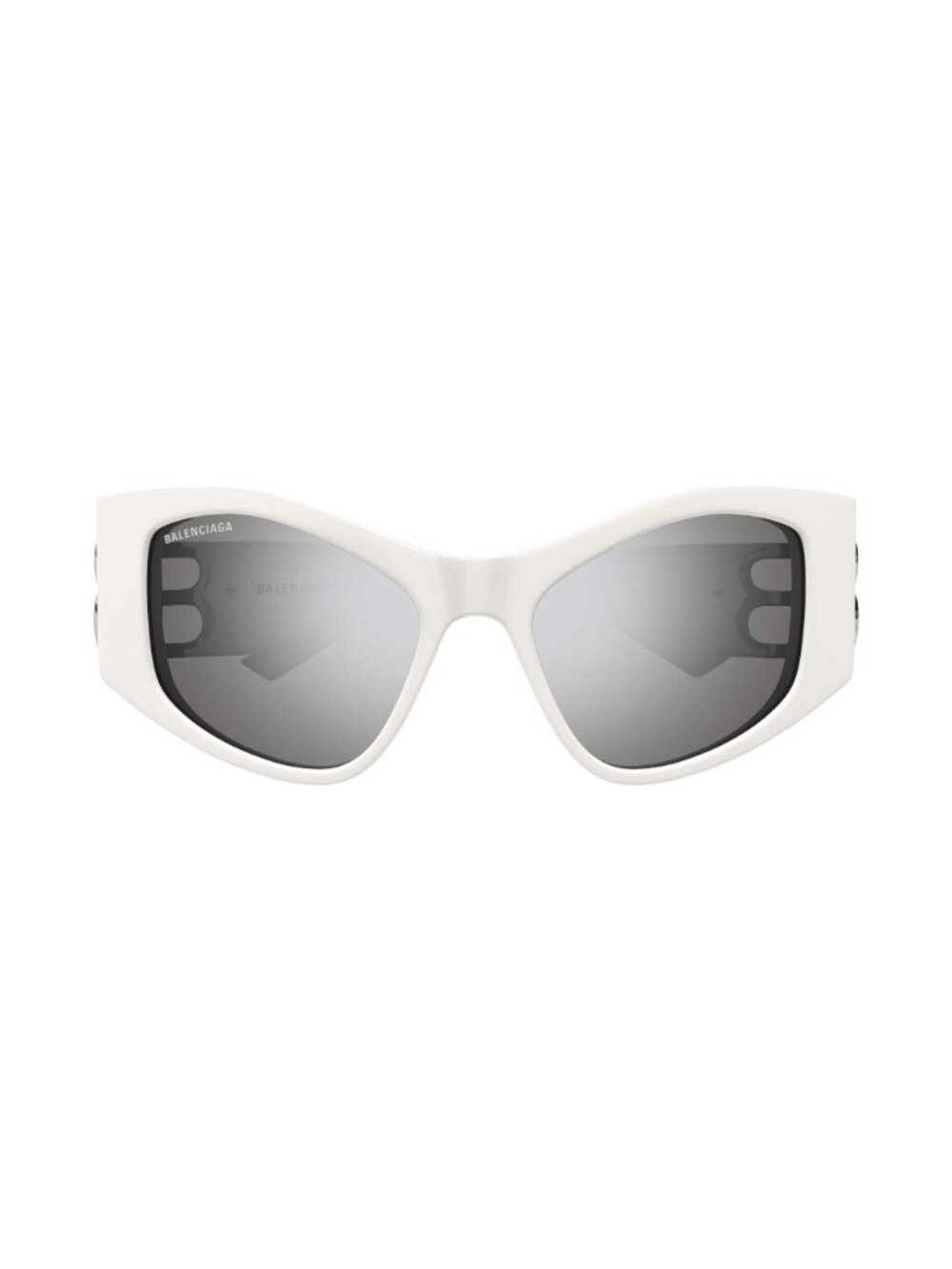 NEW BALENCIAGA SUNGLASSES BB0287S 006 WOMEN CAT EYE WHITE/SILVER MIRROR EYEWEAR - Picture 3 of 4
